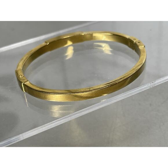 Michael Kors Gold Brown Crystals Bracelet Clasp Bangle Signed - Picture 4 of 6